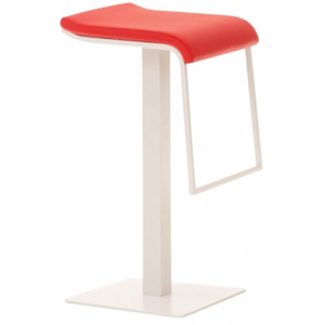 Barová židle Prisma koženka, výška 78 cm, bílá-červená