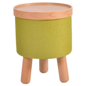 Zelená stolička s detaily z bukového dřeva a odnímatelnou deskou Garageeight Molde, ⌀ 35 cm