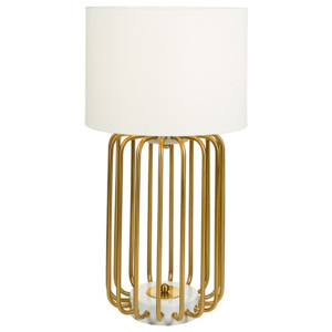 Bílá stolní lampa se základnou ve zlaté barvě Santiago Pons Pam, ⌀ 35 cm