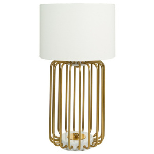 Bílá stolní lampa se základnou ve zlaté barvě Santiago Pons Pam, ⌀ 40 cm