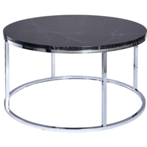 Černý mramorový konferenční stolek s chromovaným podnožím RGE Accent, ⌀ 85 cm