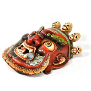 Bhairab, dřevěná maska, ručně malovaná, 63x58cm