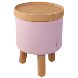 Růžová stolička s detaily z bukového dřeva a odnímatelnou deskou Garageeight Molde, ⌀ 35 cm