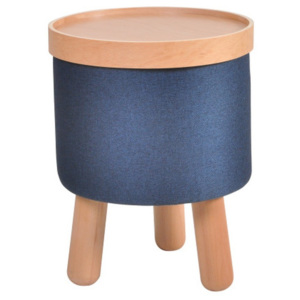 Modrá stolička s detaily z bukového dřeva a odnímatelnou deskou Garageeight Molde, ⌀ 35 cm