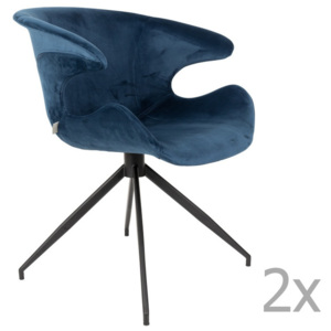 Sada 2 modrých židlí s područkami Zuiver Mia