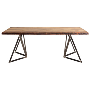 Jídelní stůl Geometric 100x220 cm, černá podnož, borovice SNordic:57219 Nordic+