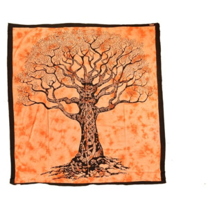 Přehoz na postel, strom života, oranžová batika, 210x230cm