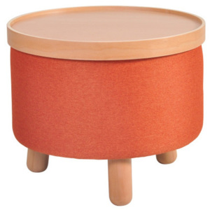 Oranžová stolička s detaily z bukového dřeva a odnímatelnou deskou Garageeight Molde, ⌀ 50 cm