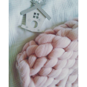 Hrubě pletený pléd Merino 100x120 Hrubě pletený pléd Merino: Modrá