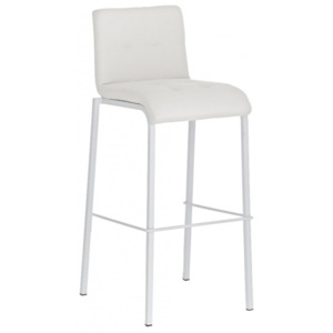 Barová židle Sarah, látkový potah, výška 78 cm, bílá-bílá