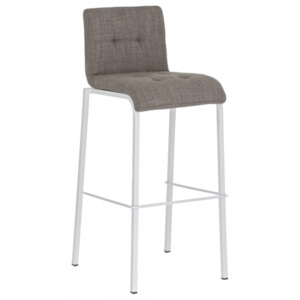 Barová židle Sarah, látkový potah, výška 78 cm, bílá-šedá