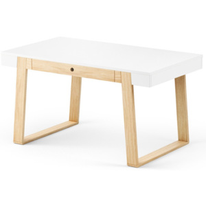 Jídelní stůl z dubového dřeva s bílou deskou a bílými detaily Absynth Magh, 140 x 80 cm