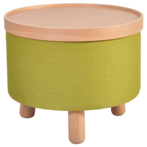 Zelená stolička s detaily z bukového dřeva a odnímatelnou deskou Garageeight Molde, ⌀ 50 cm