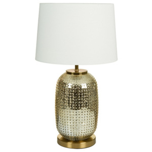 Bílá stolní lampa se základnou ve zlaté barvě Santiago Pons Crystal