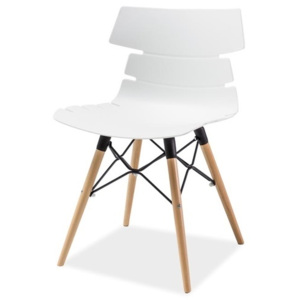 Jídelní židle v bílé barvě na dřevěné konstrukci KN683