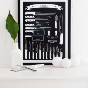 Černý plakát Follygraph Knives, 30 x 40 cm