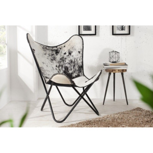 Židlo-křeslo BUTTERFLY BLACK WHITE pravá kůže Nábytek | Obývací pokoj | Křesla