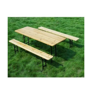 Set zahradní pivní dřevo/kov stůl + 2 lavice