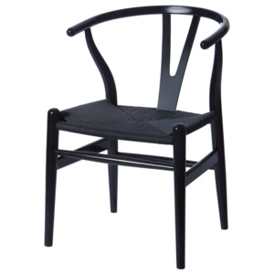 KHome Židle WISHBONE černá - bukové dřevo, černé vlákno