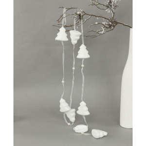 Girlanda - stromečky bílé s glitry 8 kusů, dekorační