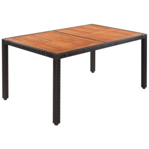 Polyratanový venkovní stůl s deskou z akácie 150x90x75 cm
