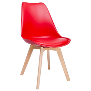 Mobler Židle NORDIC červená s polštářem - bukový základ
