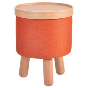 Oranžová stolička s detaily z bukového dřeva a odnímatelnou deskou Garageeight Molde, ⌀ 35 cm