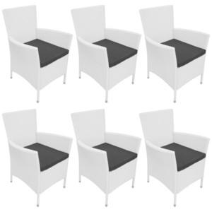 Zahradní jídelní židle 6 ks, krémově bílý polyratan
