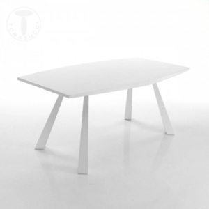 Jídelní rozkládací obdélníkový stůl TORRI TOMASUCCI (barva - MDF, leštěný kov, bílý lesk)
