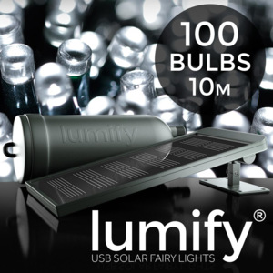 Solární LED řetěz s USB Solarcentre Lumify LW100 - 100 LED / 10m studená bílá