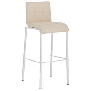 Barová židle Sarah, látkový potah, výška 78 cm, bílá-krémová