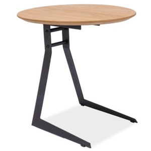 Kulatý konferenční stolek v barvě dub s černým podstavcem KN617
