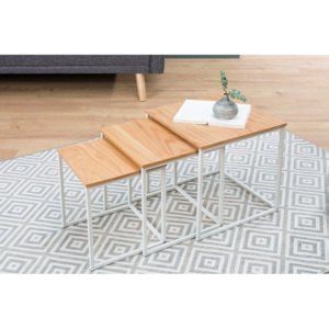 Konferenční-odkládací stolek FUSION 3SET NATURE WHITE Nábytek | Stoly a stolky | Konferenční stolky
