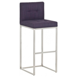Barová židle Thevis, výška 77 cm, nerez, látkový potah, fialová