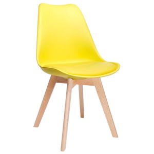 KHome Židle NORDIC žlutá s polštářem - bukový základ