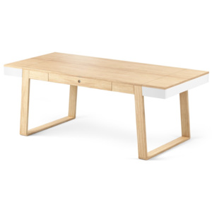 Jídelní stůl z dubového dřeva s bílými detaily Absynth Magh, 198 x 100 cm