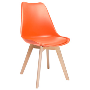 Židle NORDIC oranžová s polštářem - bukový základ
