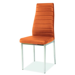 Židle jídelní kovová čalouněná pomerančová H-261