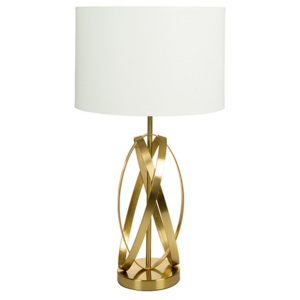 Bílá stolní lampa se základnou ve zlaté barvě Santiago Pons Leonardo Log