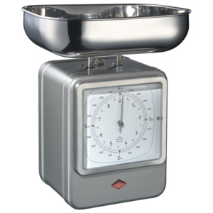 Wesco Kuchyňská váha s hodinami nová stříbrná
