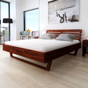 Rám postele masivní akáciové dřevo, hnědá, 180x200 cm
