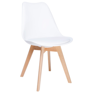KHome Židle NORDIC bílá s polštářem - bukový základ