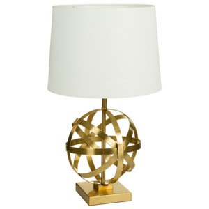 Bílá stolní lampa se základnou ve zlaté barvě Santiago Pons Arlo
