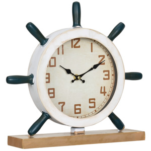 [en.casa]® Stolní hodiny ve tvaru kormidla - analogové - 34 x 8 x 32 cm - barevné - sklo