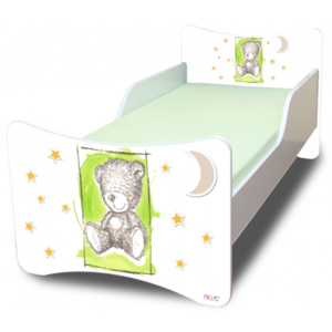 Dětská postel NELLYS Sweet TEDDY se zábranou - zelený