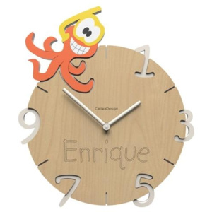 CALLEADESIGN Dětské nástěnné hodiny s vlastním jménem CalleaDesign chobotnice 57-10-14-91