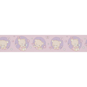 Bordura na zeď papírová Lovely- Medvídci růžový motiv