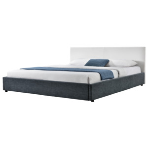 [my.bed] Elegantní manželská postel - 180x200cm (Záhlaví: koženka bílá / Rám: textil černá) - s roštem