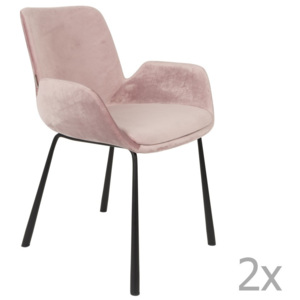 Sada 2 růžových židlí s područkami Zuiver Brit