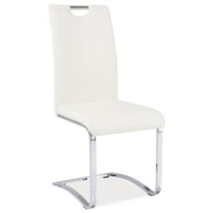 Čalouněná jídelní židle s prodlouženým opěradlem v bílé krémové barvě KN517